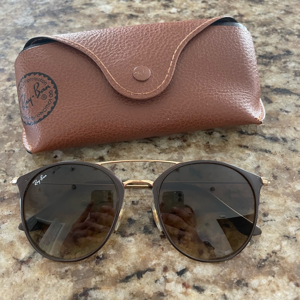 Lightly used brown ray ban sunglasses
